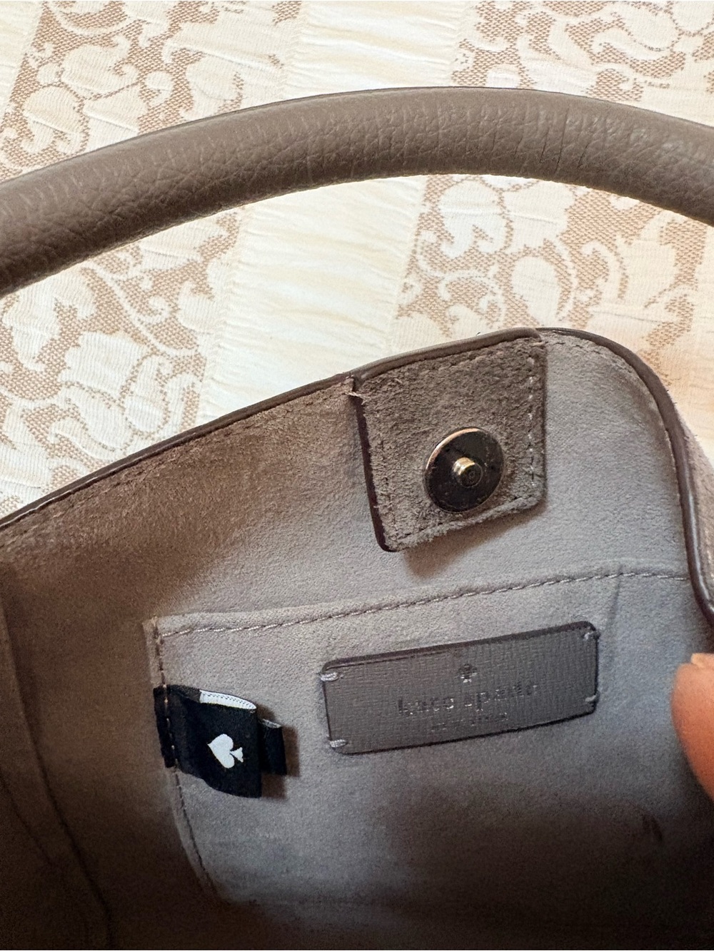 2pc, Mini Gray Suede Top-Handle Bag and crossbody strap with scarf. EUC - Picture 10 of 13